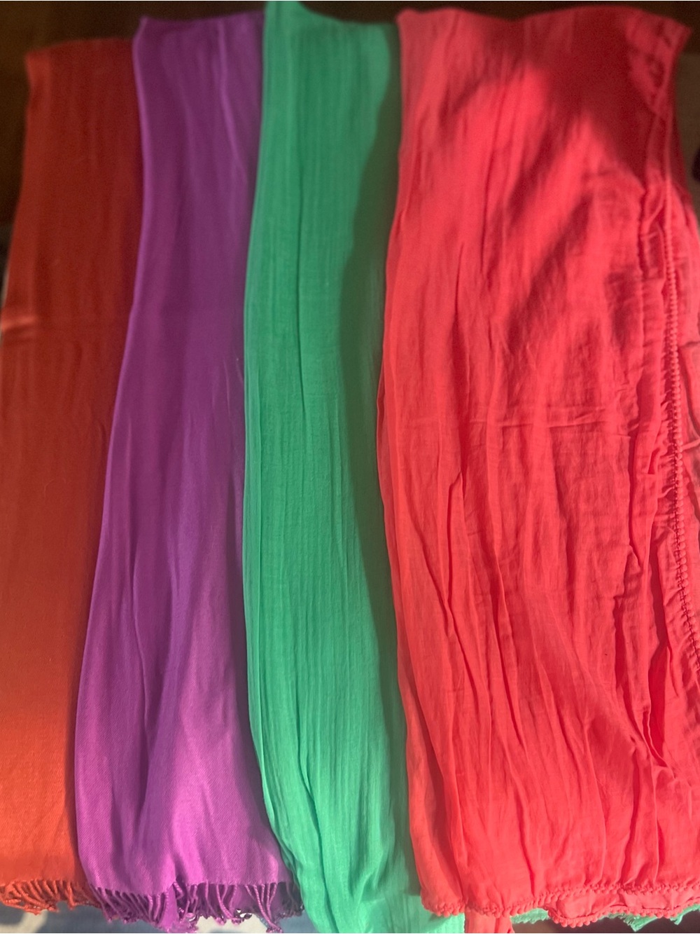 Colorful Lightweight Scarves/Shaws Set - Red, Purple, Green, Coral